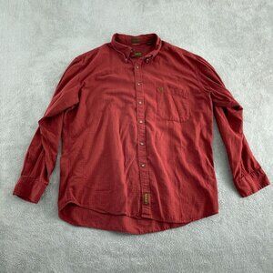 Timberland Weathergear Mens Red Classic Fit Cotton Button-Up Shirt XL  3077